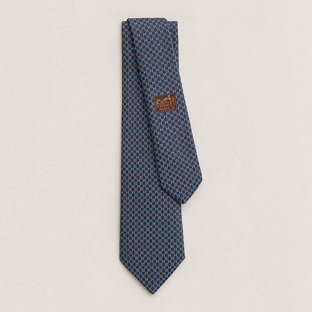 Cravate Hermès Vintage - Motif Fer à Cheval - Soie 100% - Référence 759UA - Multicolore - Occasion (bon état Général)